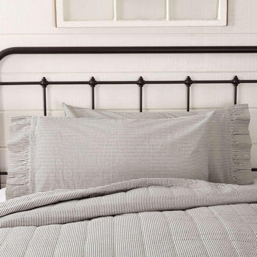 Hatteras Seersucker Blue Ticking Stripe King Pillow Case Set of 2 21x40 VHC Brands - The Fox Decor